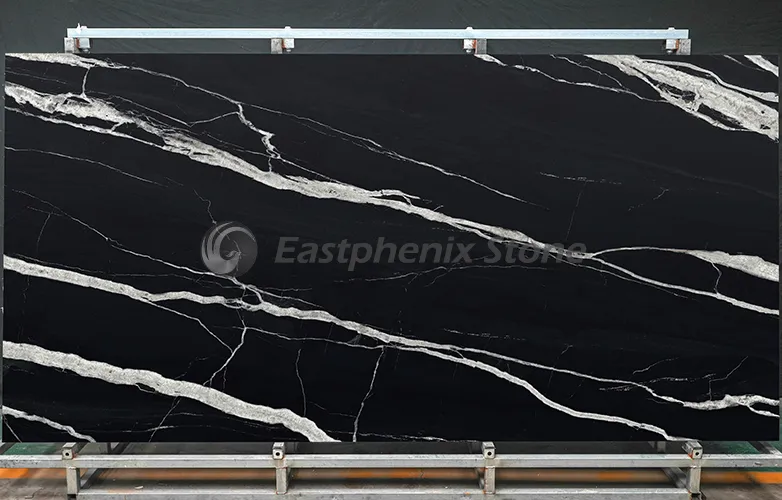 Nero Marquina Sintered Pob Zeb Loj Slabs